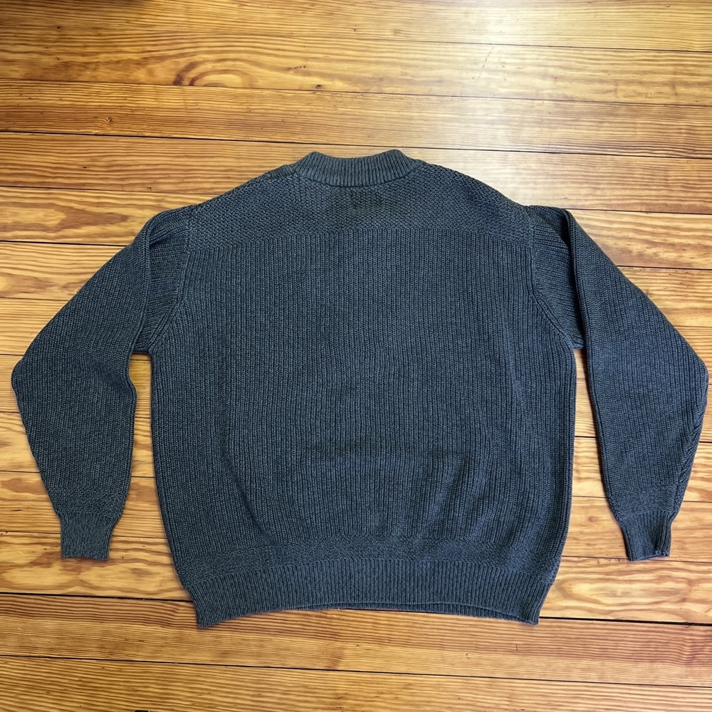 Cabela's Sweater Men's Large Green Chunky Knit Pullover Button Henley Neck - Picture 8 of 8